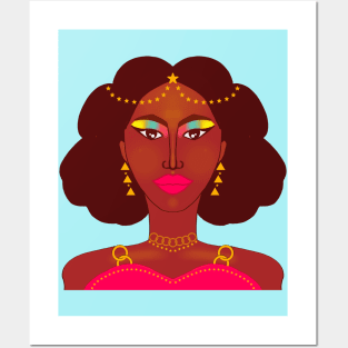 Empowered African Girl With Star Gold Jewellery & Makeup Posters and Art